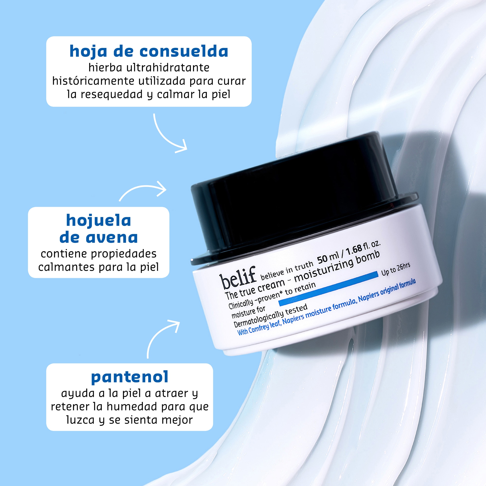 THE TRUE CREAM MOISTURIZING BOMB WITH OAT HUSK AND VITAMIN B (CREMA HUMECTANTE CON SALVADO DE AVENA Y VITAMINA B)
